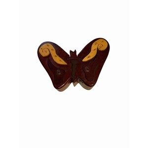Wood Butterfly Carver Dans Puzzle Box Secret  Jewelry Trinket Hand Crafted